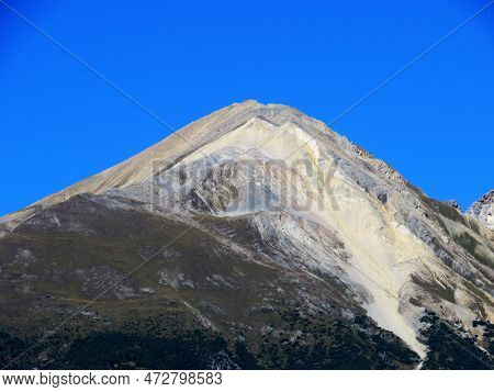 High Swiss Alpine Peak Piz Linard (2767 M) Above The Tourist-agricultural Village Alvaneu Bad (alvag