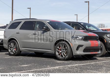 Indianapolis - Circa March 2023: Dodge Durango Display At A Stellantis Dealership. Dodge Offers The 