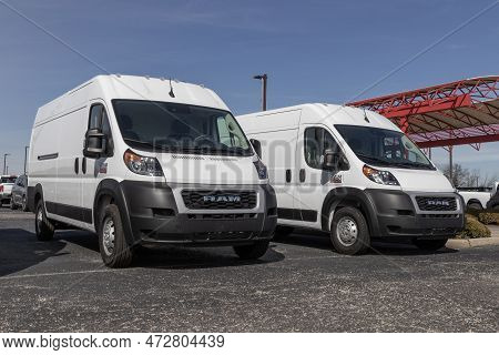 Indianapolis - Circa March 2023: Ram Promaster 3500 Display At A Chrysler Dealership. Stellantis Off