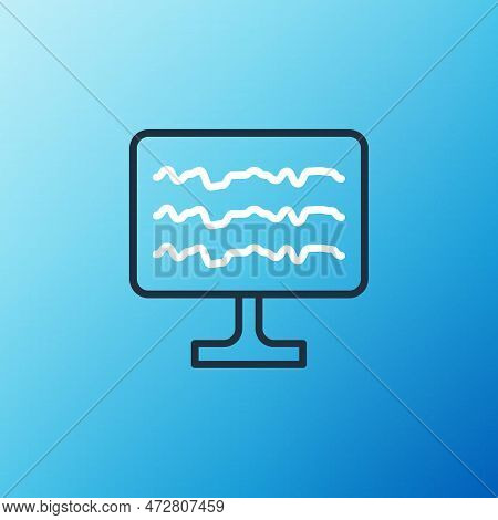 Line Encephalogram Icon Isolated On Blue Background. Electrical Activity. Colorful Outline Concept. 
