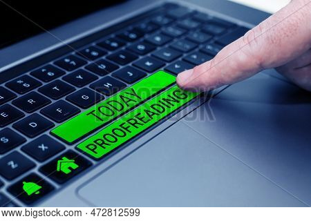 Sign Displaying Proofreading. Business Concept Act Of Reading And Marking Spelling, Grammar And Synt