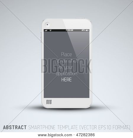 Sjabloon voor abstract witte mobiele telefoon met plaats voor uw toepassing screenshot