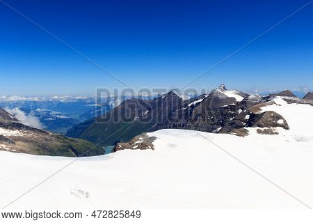 Mountain Snow And Glacier Panorama With Summit Grosses Wiesbachhorn In Glockner Group, Austria