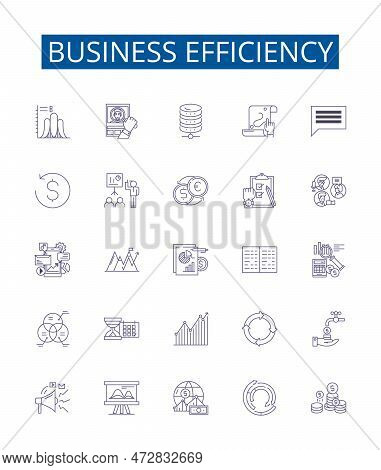 Business Efficiency Line Icons Signs Set. Design Collection Of Profitability, Productivity, Automati