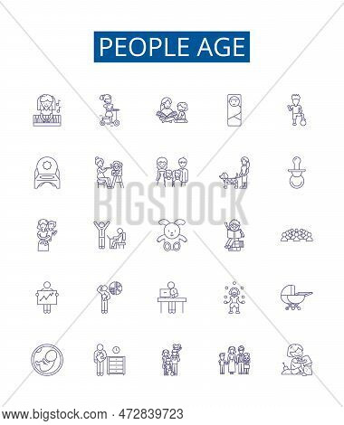 People Age Line Icons Signs Set. Design Collection Of Aging, Maturation, Maturity, Senescence, Devel
