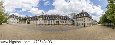Facade Of Wilhelmsbad In Hanau, Germany Under Blue Sky