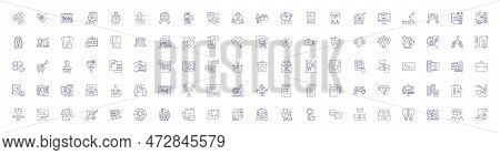 Marketing Plan Line Icons Signs Set. Design Collection Of Campaign, Strategy, Objectives, Target, An