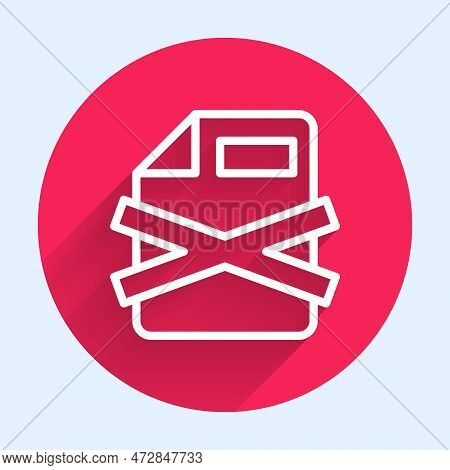 White Line Delete File Document Icon Isolated With Long Shadow Background. Rejected Document Icon. C
