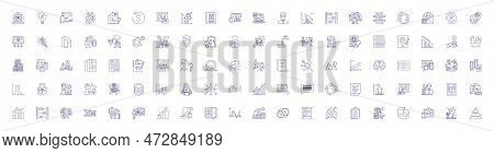 Business Charts Line Icons Signs Set. Design Collection Of Charts, Business, Graphs, Statistics, Tre