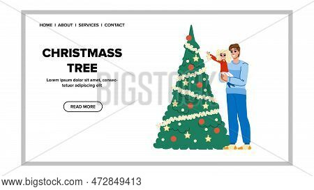 Christmass Tree Vector. Holiday Winter, New Year, Design Decoration, Season Celebration Christmass T