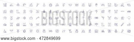 Forest Line Icons Signs Set. Design Collection Of Woodland, Trees, Jungle, Grove, Bush, Greenery, Gl