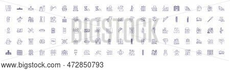 House Building Line Icons Signs Set. Design Collection Of Construction, Design, Architecture, Cement