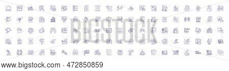 Planning And Charts Line Icons Signs Set. Design Collection Of Planning, Charts, Strategy, Graphs, D