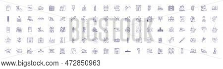 Building And Construction Line Icons Signs Set. Design Collection Of Architecture, Engineering, Maso