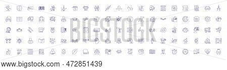 Education Set Line Icons Signs Set. Design Collection Of Teaching, Learning, Schooling, Instruction,