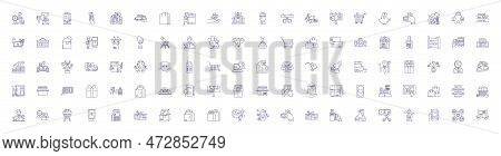 Shopping And Customer Line Icons Signs Set. Design Collection Of Shopping, Customer, Purchasing, Buy