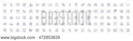 College Line Icons Signs Set. Design Collection Of College, Higher Education, University, Academic, 