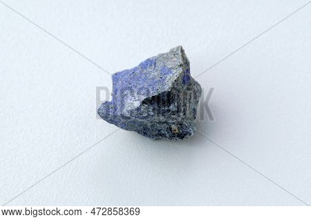 Geology Of Natural Healing Spirituality And Beauty. Untouched Jewels. Dumortierite Rock. White Backg