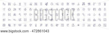 Marketing Set Line Icons Signs Set. Design Collection Of Marketing, Set, Strategy, Promotion, Ads, M