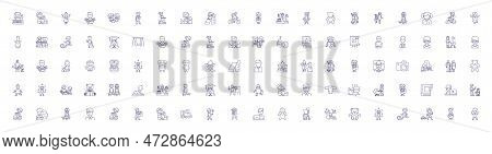 Educational Games Line Icons Signs Set. Design Collection Of Educational, Games, Learning, Teaching,