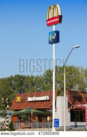 Sibiu, Romania - August 24, 2012: Mcdonald's Mcdrive Fast Food Restaurant In Sibiu, Romania.