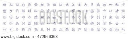 Society Line Icons Signs Set. Design Collection Of Society, Community, Culture, People, Humans, Civi