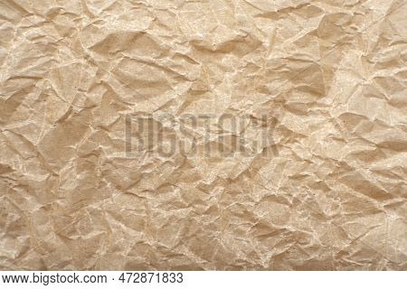 Texture Of Crumpled Baking Paper. Background From Old Retro Paper