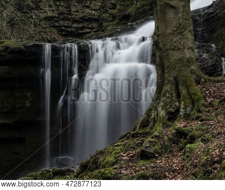Beautiful Dramatic Landscape Image Of Scaleber Force Waterfall In Yorkshire Dales In England During 
