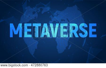 Metaverse Background Game 3d Abstract Cyber Technology Logo. Futuristic Neon Metaverse Background Vi