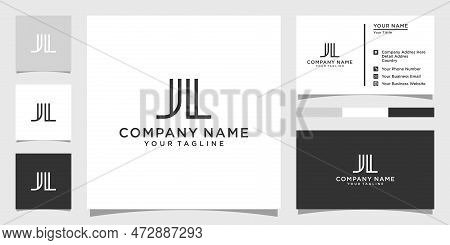 Jl Or Lj Initial Letter Logo Design Vector With Business Card Design