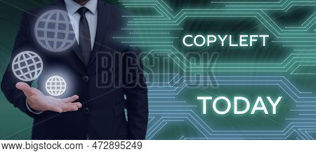 Text Sign Showing Copyleft. Business Concept The Right To Freely Use, Modify, Copy, And Share Softwa