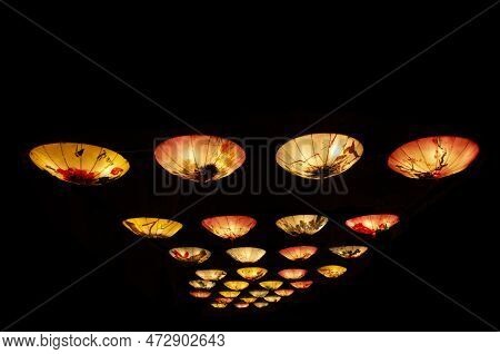 Unusual Chinese Lantern Festival Chinese Culture Whimsical Shape Umbrellas Arranged In Rows Landscap