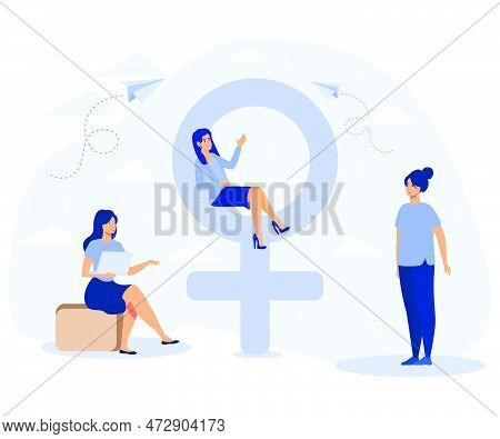 Gender Equality Concept.  Female And Male Gender Sign. Flat Vector Modern Illustration