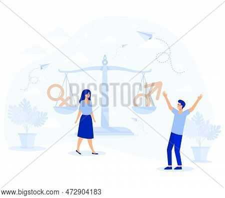 Gender Equality Concept.  Female And Male Gender Sign. Flat Vector Modern Illustration