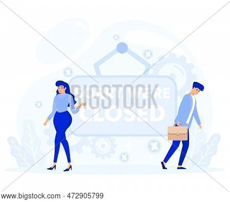 Sorry We Are Closed Concept. Closed Establishments Cafe, Shop, Store. Flat Vector Modern Illustratio