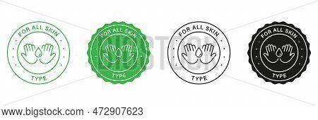 Cosmetic Beauty Natural Products Stamp Set. Dermatologist-guaranteed Symbol. Skin Care For Sensitive