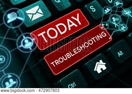 Hand Writing Sign Troubleshooting. Business Concept An Act Of Investigating Or Dealing With In The P