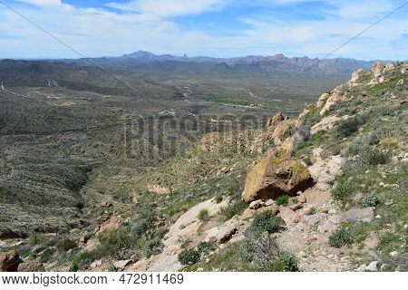Spring In The Superstition Mountains, View Off Picketpost Mountain