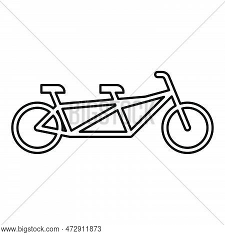 Tandem Bicycle Bike Contour Outline Line Icon Black Color Vector Illustration Image Thin Flat Style 