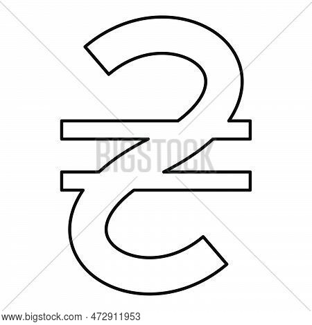 Hryvnia Uah Symbol Money Ukraine Ukrainian Currency Sign Contour Outline Line Icon Black Color Vecto