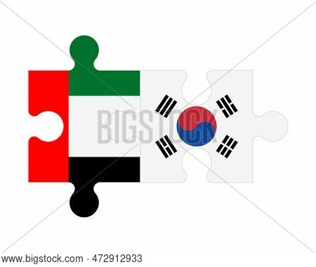 Connected Puzzle Of Flags Of United Arab Emirates And South Korea, Vector