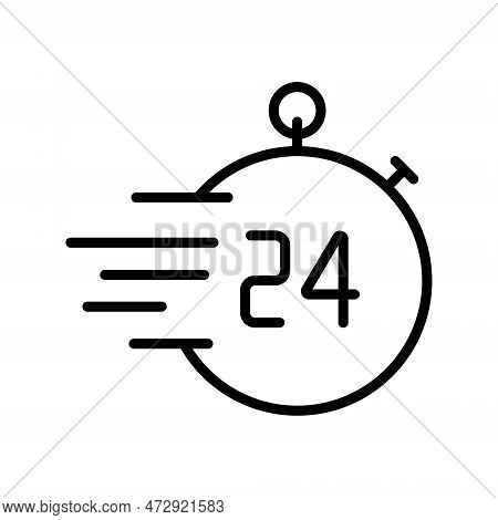 Express Delievery 24 Outline Vector Icon. Express Delievery 24 Stock Vector Icon For Web, Mobile App