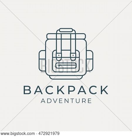 Backpack Line Logo Vector Template Illustration Design