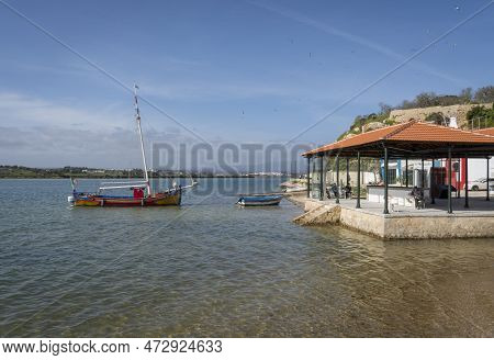 Alvor, Portugal, March 2023 - Portuguese Fishing Boat In The Town Of Alvor, Algarve, Portugal