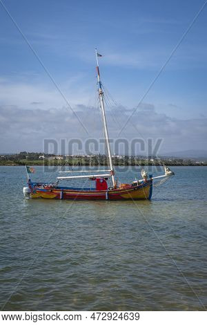 Alvor, Portugal, March 2023 - Portuguese Fishing Boat In The Town Of Alvor, Algarve, Portugal