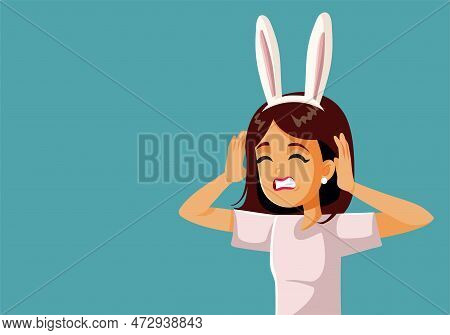 Stressed Woman Planning Easter Celebration Vector Cartoon Illustration