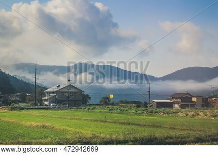 30 Oct 2013 The Landscape Of Countryside, Japan. View At Train