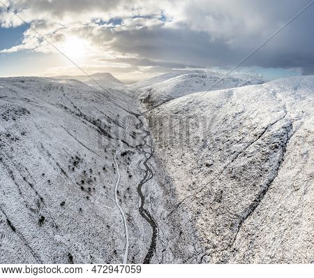 The Snow Covered Glenveagh Mountains And Glen In County Donegal - Republic Of Ireland