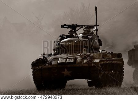 Yorkshire Wartime Experience, Leeds, Uk, !3 August 2022. Living History Show, American Light Tank Of