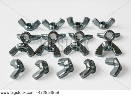 Wing Nut Din 314. Lots Of Industrial Galvanized Steel Wing Nuts